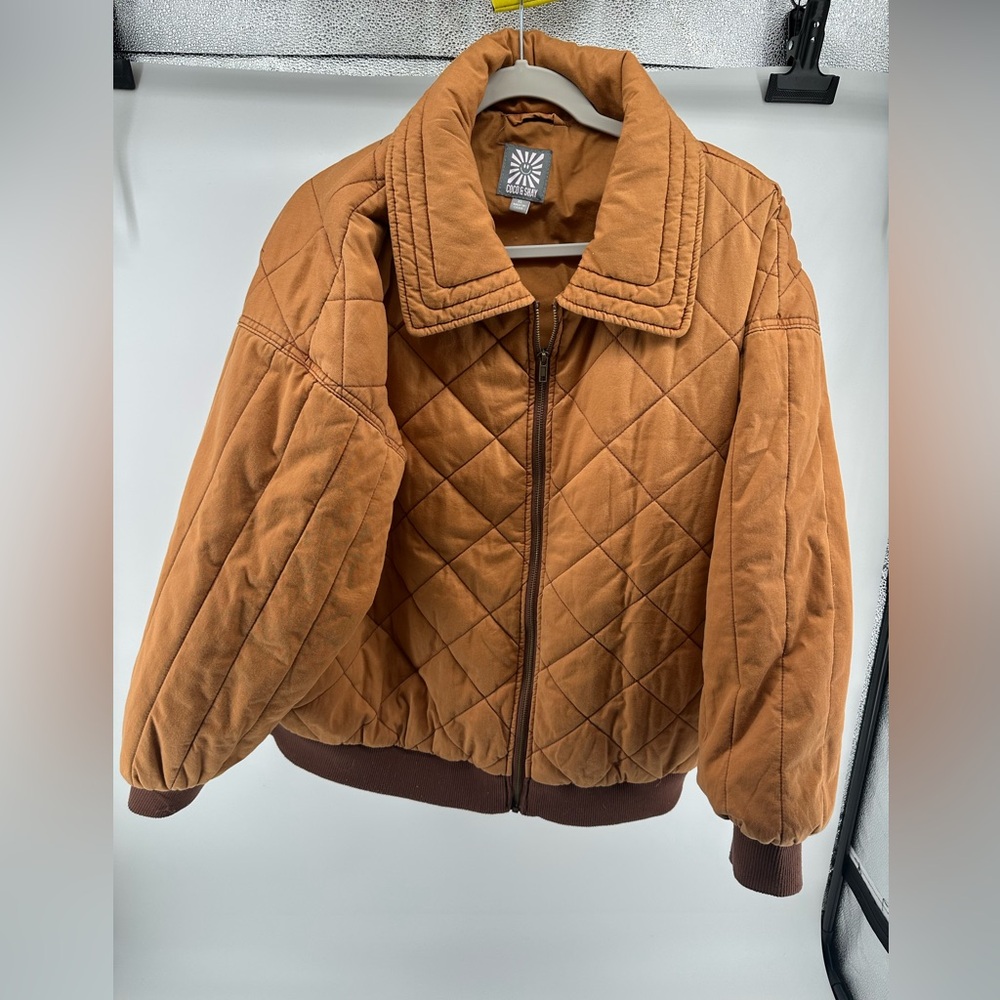Women's Quilted Tan Puffer Jacket